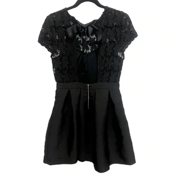Just Me by NY & Co black fit and flare lace dress with bow closure size medium - Picture 2 of 10